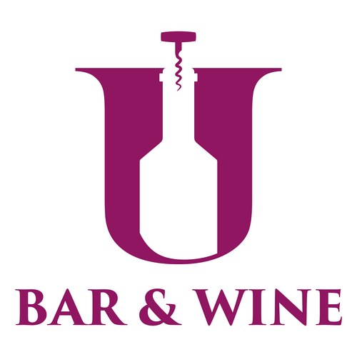 U Letter Bar & Wine Logo Vector Image