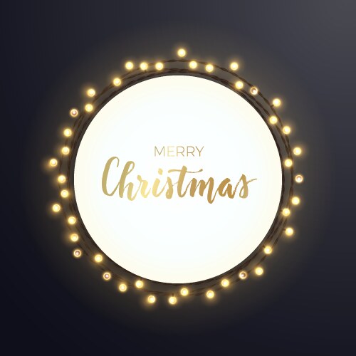 round christmas design with light bulb garland vector image