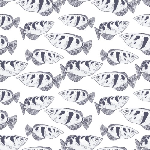 Hand drawn sea fish seamless pattern Royalty Free Vector