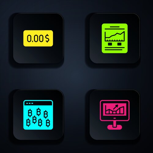 Set computer with growth graph zero cost bitcoin vector image