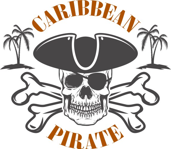 Caribbean Pirate Skull Emblem Vector Image