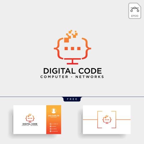 Code programming monitor simple logo template vector image