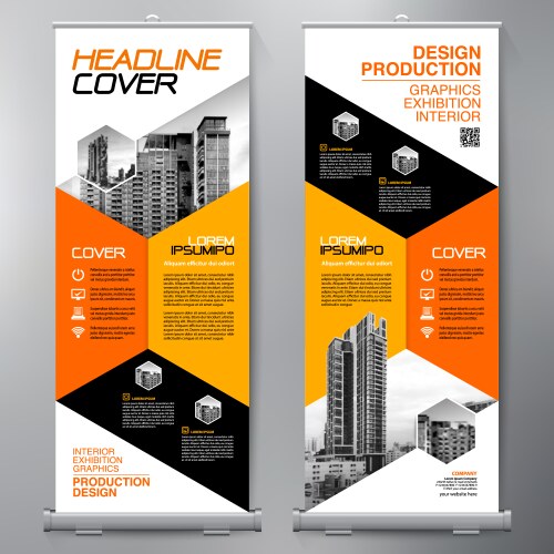 Roll Up Banner Stand Template Vector Image