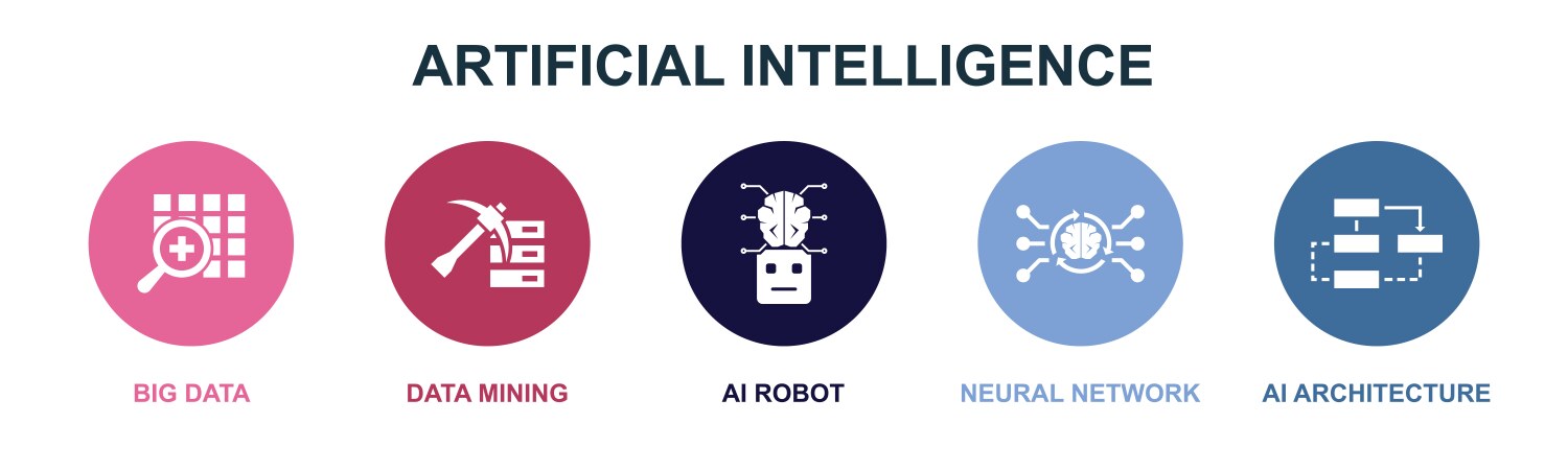 Big data mining ai robot neural network vector image