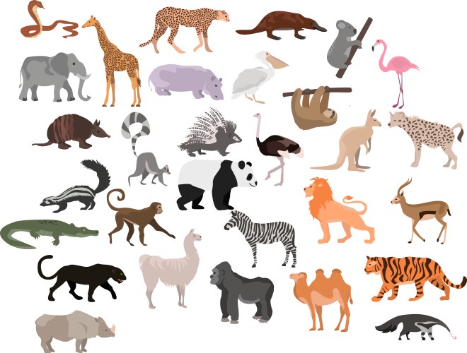 set cute cartoon animals african vector image