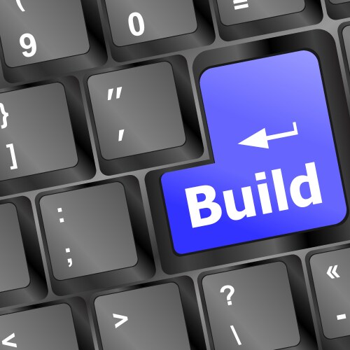 Computer keyboard with build key business concept vector image