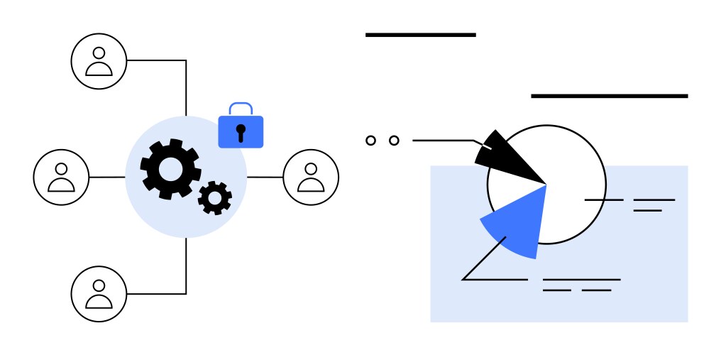 Data security and analytics with linked users vector image