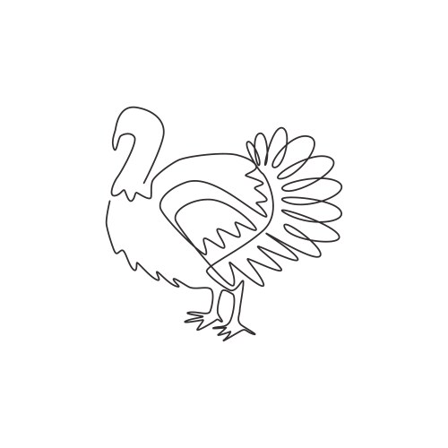 One single line drawing big turkey for poultry Vector Image