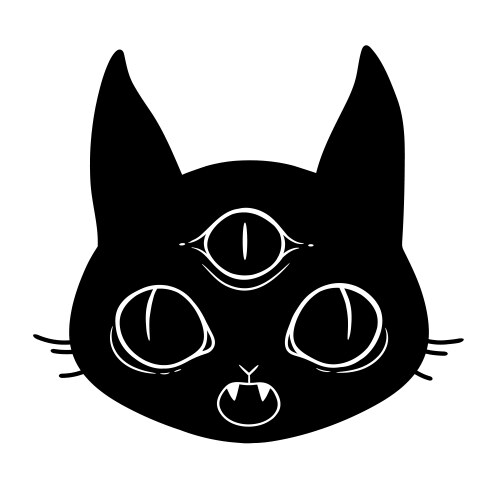 Scary face a magic cat with three eyes Vector Image