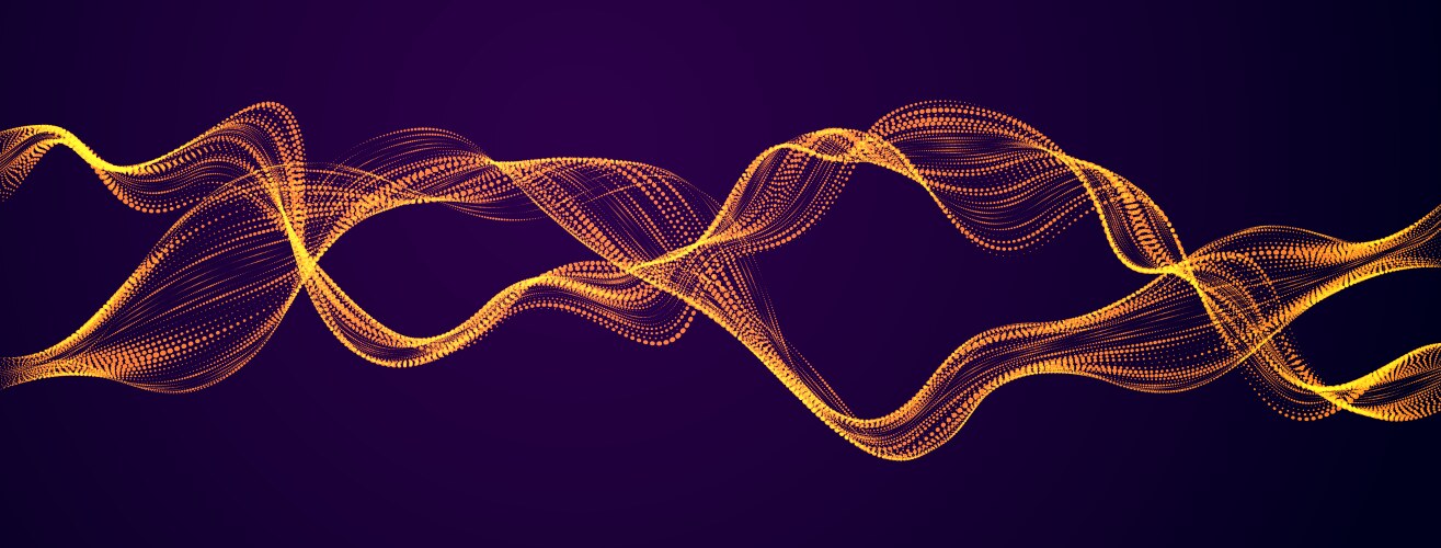 3d particles mesh array mutual sound wave flowing vector image