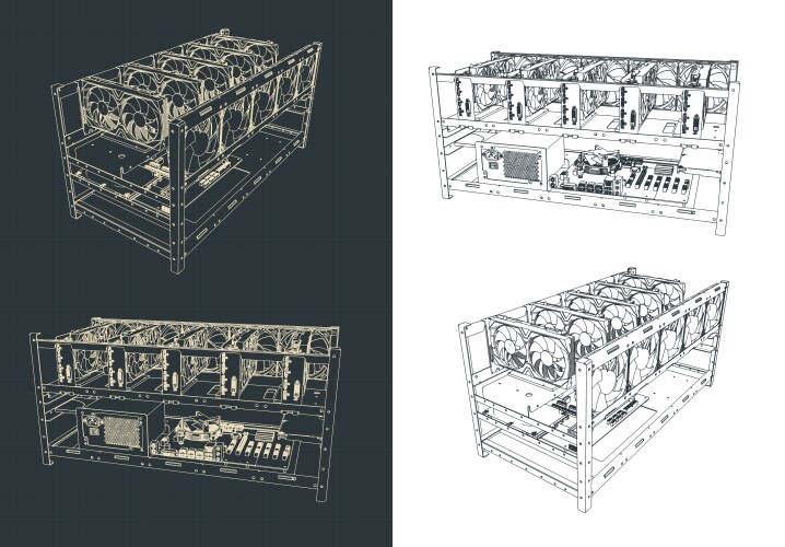 Mining farm drawings vector image