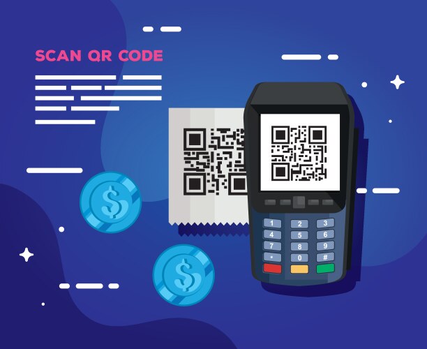 Scan code qr with dataphone vector image