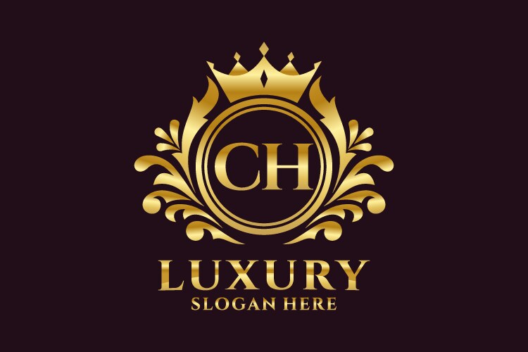 Initial ch letter royal luxury logo template Vector Image
