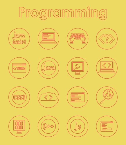 Set of programming simple icons vector image