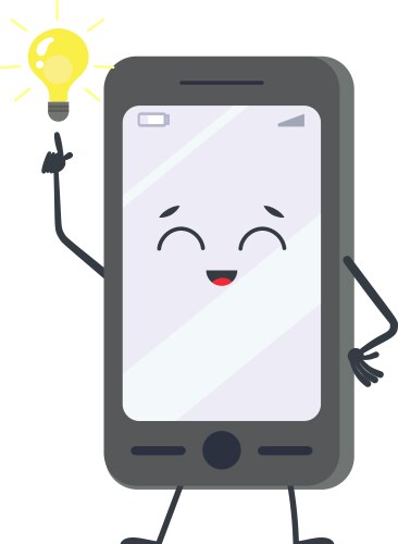 Cartoon smartphone featuring a cheerful face Vector Image