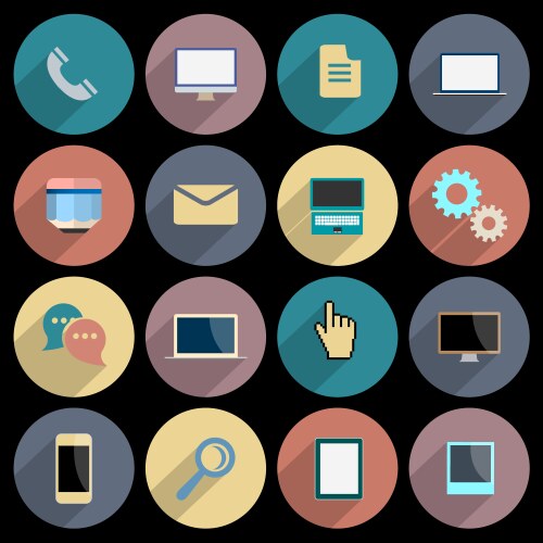 Flat icons for web and mobile applications objects vector image