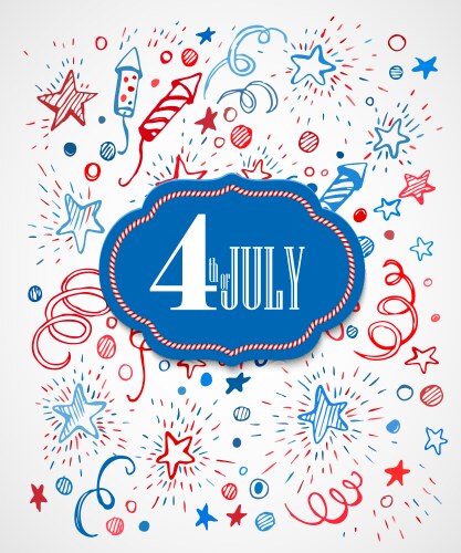 american independence day hand-drawn pattern vector image