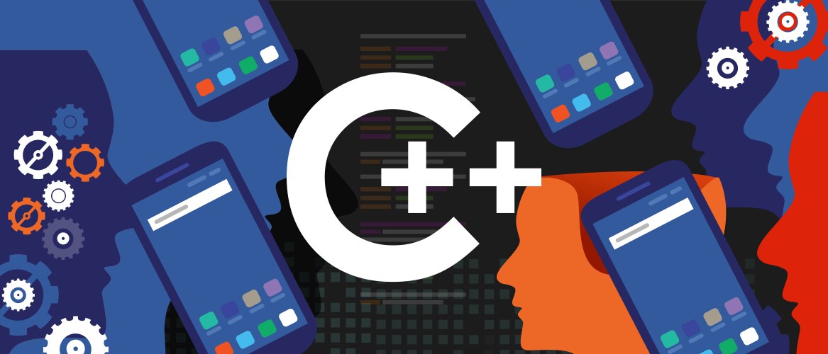 C mobile application programming language coding vector image