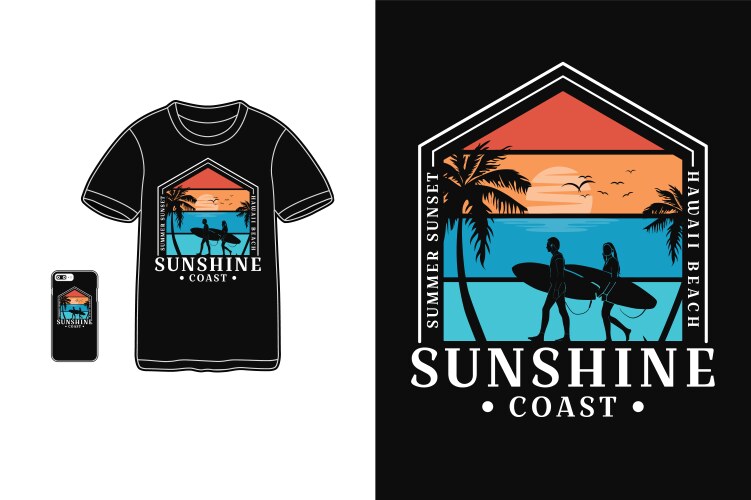 Retro Sunshine Coast Surf Shirt Vector Image