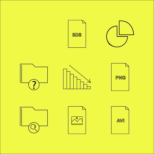 Files and folders linear icon set simple outline vector image
