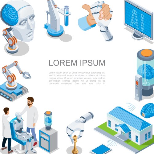 isometric artificial intelligence concept vector image