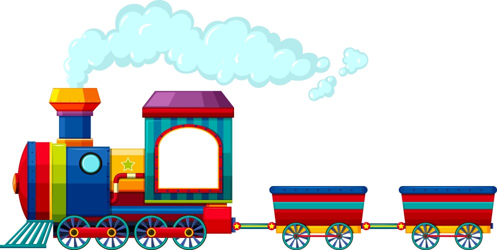 Train and two wagon carts Royalty Free Vector Image