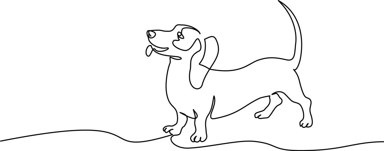 Dachshund Silhouette - One Line Art Vector Image