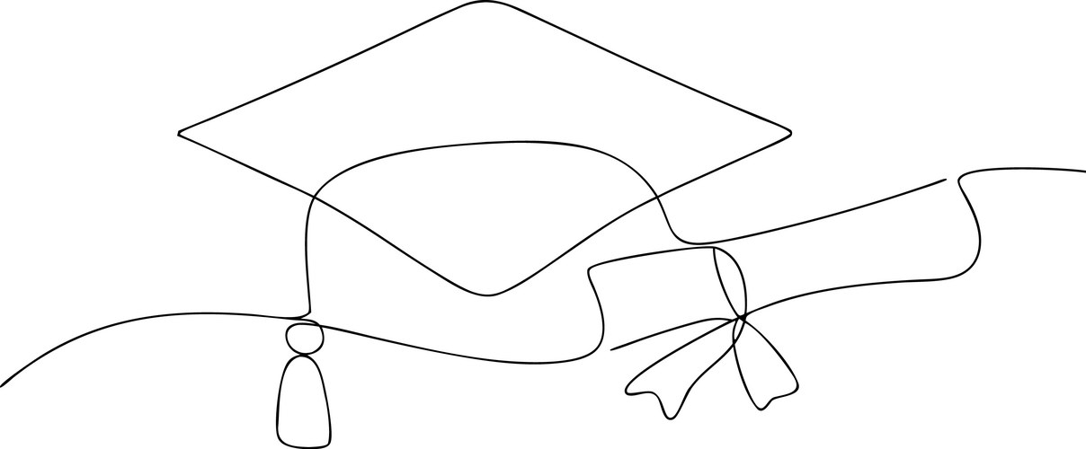 Single Line Graduation Cap Vector Image