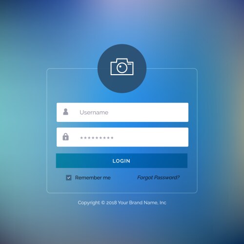 elegant ui login form design on blurred background vector image