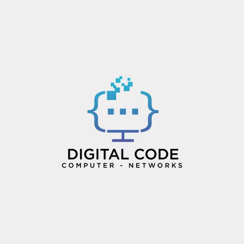 Code programming monitor simple logo template vektorbild