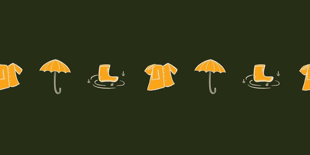 Yellow rain clothes repeat border umbrella Vector Image