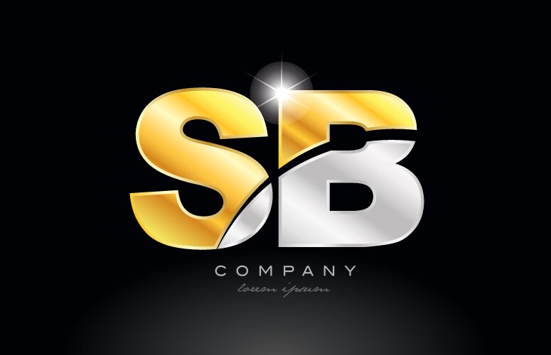 combination letter sb s b alphabet with gold vector image