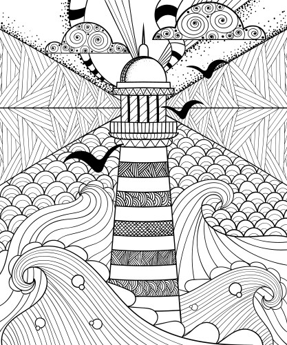 Hand drawn doodle outline lighthouse boho Vector Image
