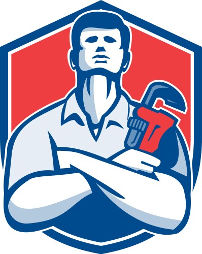 Retro Plumber Shield Vector Image