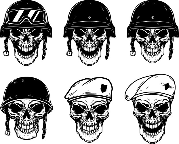 Soldier Skulls with Berets Vector Image