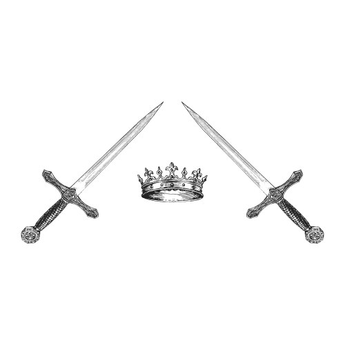 Crown and daggers hand drawn esoteric symbols Vector Image