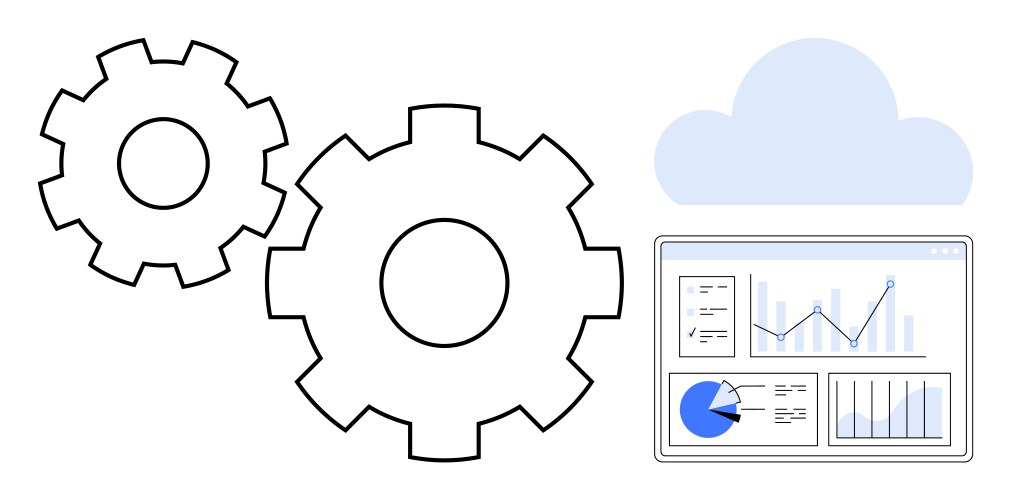 Digital workflow automation and data analysis vector image