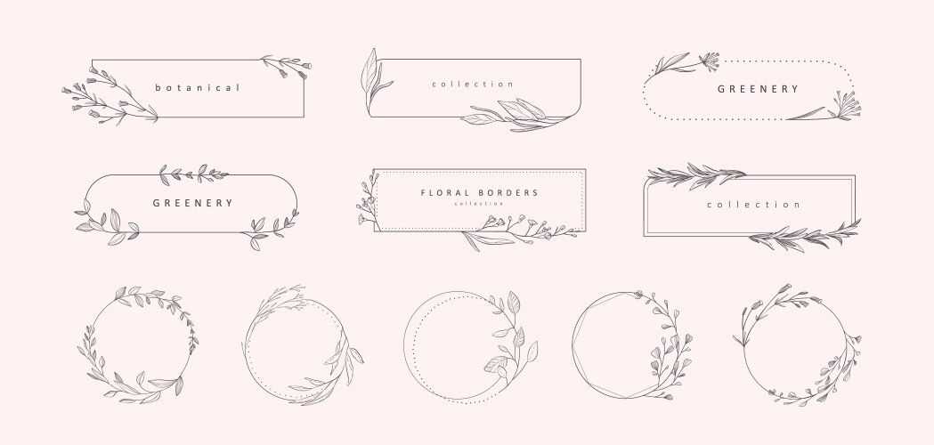 Minimalist Floral Branch Wreath Royalty Free Vector Image