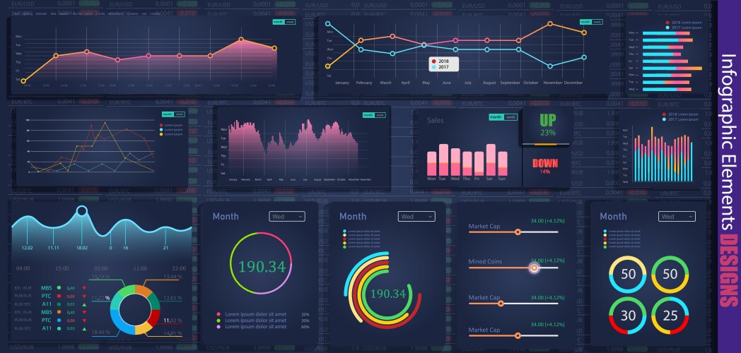 Infographic dashboard template with flat design Vector Image