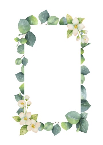 watercolor frame with green eucalyptus vector image vector image