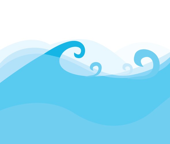 Paper sea waves blue water wave Royalty Free Vector Image
