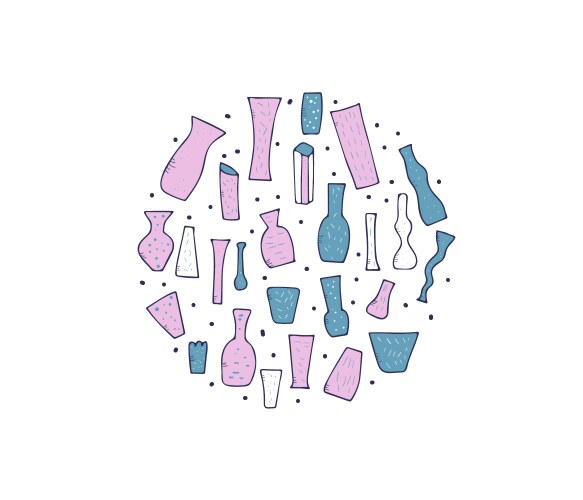 Doodle Flower Vases Vector Image