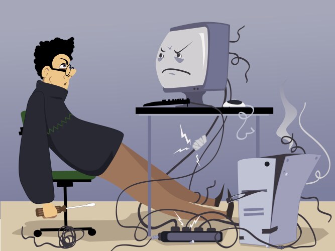 Tech Troubles: Computer Failure vector image