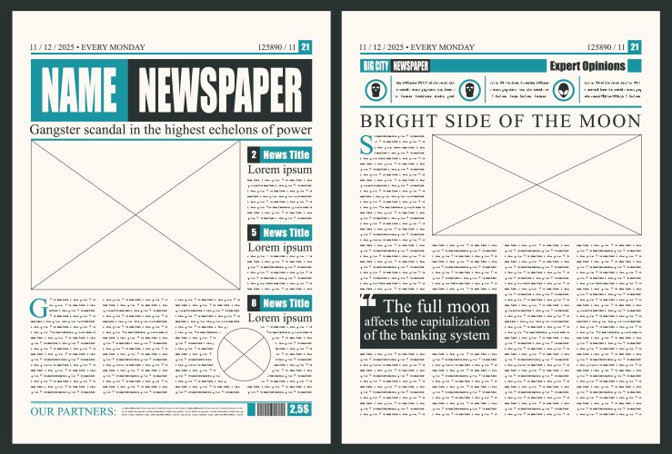 Newspaper layout news column articles newsprint Vector Image