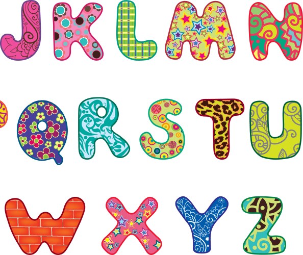 Colorful Textured Alphabet Letters Vector Image