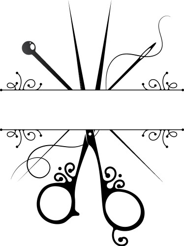 Golden sewing scissors needle with nick thimble Vector Image