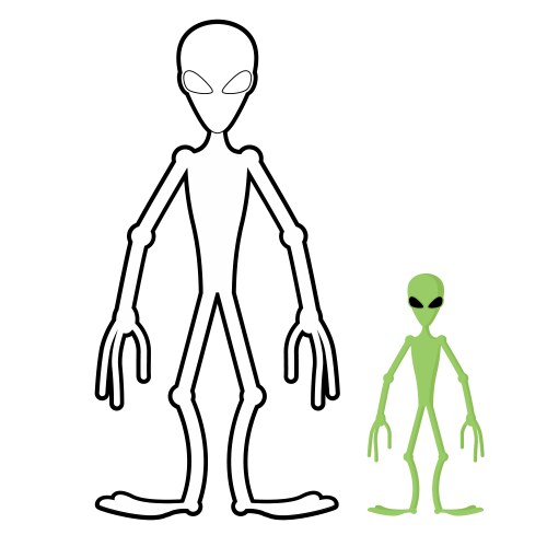 Space Alien Coloring Page Vector Image