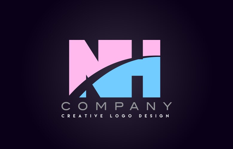 Nh alphabet letter join joined logo design Vector Image