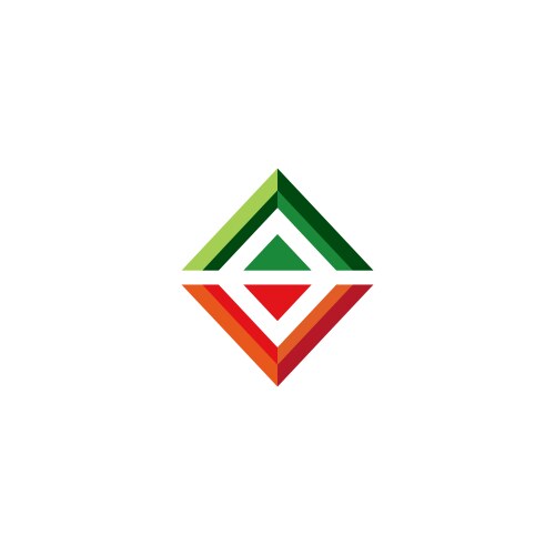 Unusual abstract shape square 3d logo Royalty Free Vector