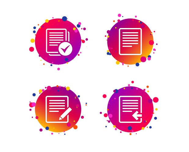 Document icons upload file and checkbox vektorbild